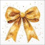 Karácsonyi masnis arany-fehér szalvéta 33x33 cm 20 db-os Fancy Bow