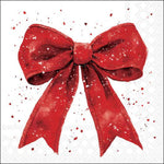 Karácsonyi masnis piros-fehér szalvéta 33x33 cm 20 db-os Fancy Bow