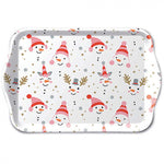 Karácsonyi műanyag kis tálca 13x21 cm Funny snowmen