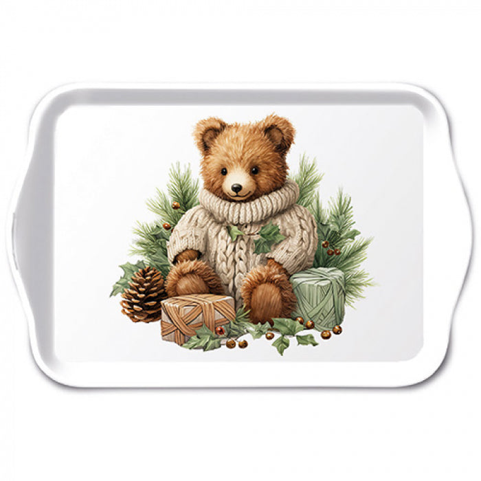 Karácsonyi Mackó műanyag kis tálca tálca 13x21cm
