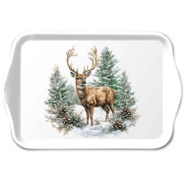 Karácsonyi szarvas mintás műanyag kistálca 13x21 cm Winter Stag