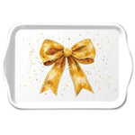 Karácsonyi masnis arany-fehér melamin kistálca 13x21 cm Fancy Bow