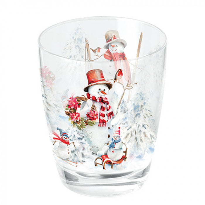 Karácsonyi hóemberes üveg pohár 250 ml Sporty Snowmen