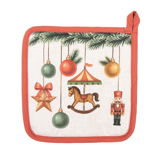 Karácsonyi edényalátét 20×20 cm, 100% pamut, Christmas Carousel Dream