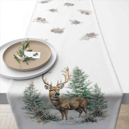 Karácsonyi szarvas mintás pamut asztali futó 40x150 cm Winter Stag