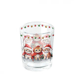 Karácsonyi cicás üveg mécsestartó 5,5x6cm Funny cute kittens