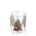 Karácsonyi fenyősfás üveg mécsestartó 5,5x6cm Decorated Christmas tree