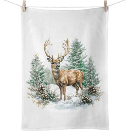 Karácsonyi szarvas mintás pamut konyharuha 50x70 cm Winter Stag