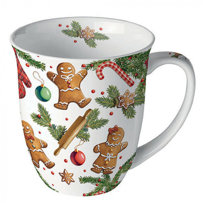 Karácsonyi porcelán bögre Mézeskalács babák 400 ml Gingerbread cookies