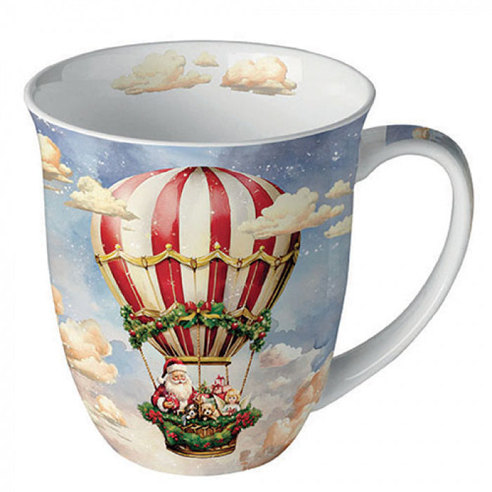 Karácsonyi porcelán bögre 400 ml Santa's air balloon