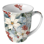 Karácsonyi mikulásvirág mintás porcelán bögre 400 ml Winter Poinsettia