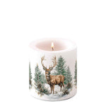 Karácsonyi szarvas mintás átvilágítós viasz gyertya kicsi, Ø 7,5×9 cm Winter Stag