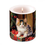 Átvilágítós karácsonyi viasz gyertya cicás Molly