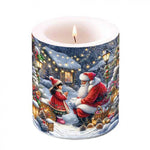 Karácsonyi télapós átvilágítós viasz gyertya 10x10 cm Talking to Santa