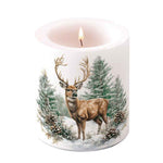 Karácsonyi szarvas mintás átvilágítós viasz gyertya közepes, Ø 10×10 cm Winter Stag