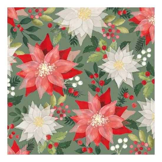 Merry Poinsettia karácsonyi háromrétegű papírszalvéta 33x33 cm 20 db-os