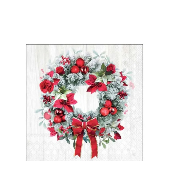 Karácsonyi szalvéta – Blooming wreath, 25x25 cm, 20 db-os