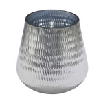 Ezüst színű üveg mécsestartó 10x11 cm