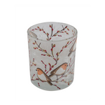 Karácsonyi üveg mécsestartó vörösbegy madár kicsi