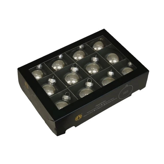 Karácsonyfagömb 5,7 cm fényes ezüst (12 db-os szett) – üveg