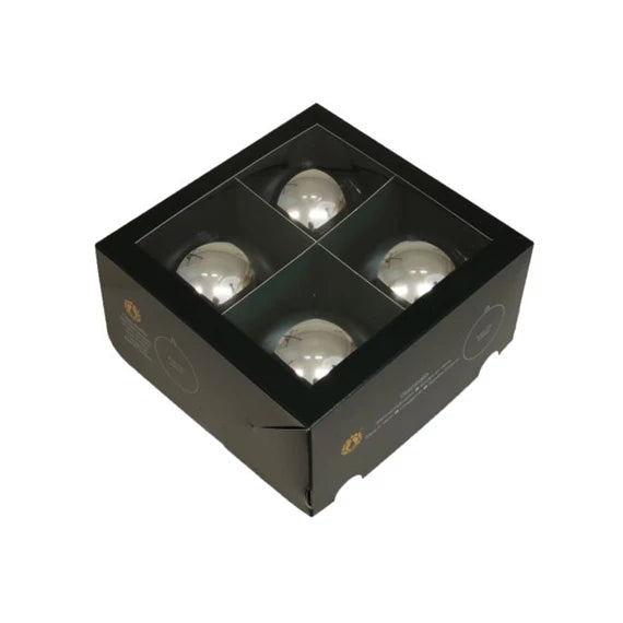 Karácsonyfagömb 10 cm fényes ezüst (4 db-os szett) – üveg