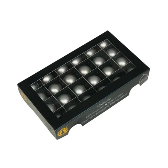 Karácsonyfagömb 2,5 cm matt ezüst (24 db-os szett) – üveg