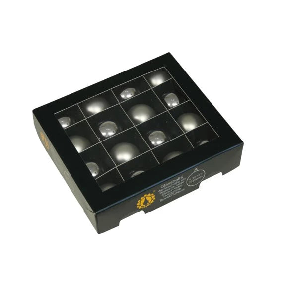 Karácsonyfagömb 3 cm ezüst vegyes (16 db-os szett) – üveg