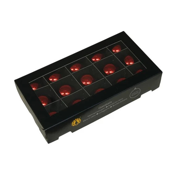 Karácsonyfagömb 4 cm fényes piros (15 db-os szett) – üveg
