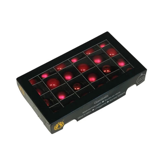 Karácsonyfagömb 2,5 cm karácsonypiros (24 db-os szett) – üveg