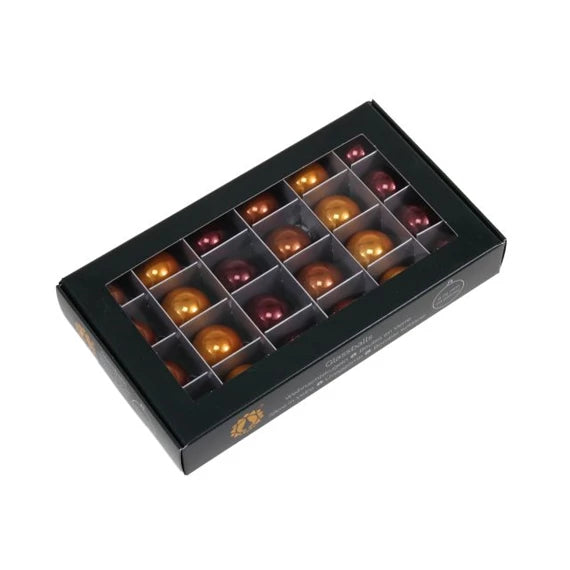 Karácsonyfagömb 2,5 cm karamellbarna (24 db-os szett) – üveg