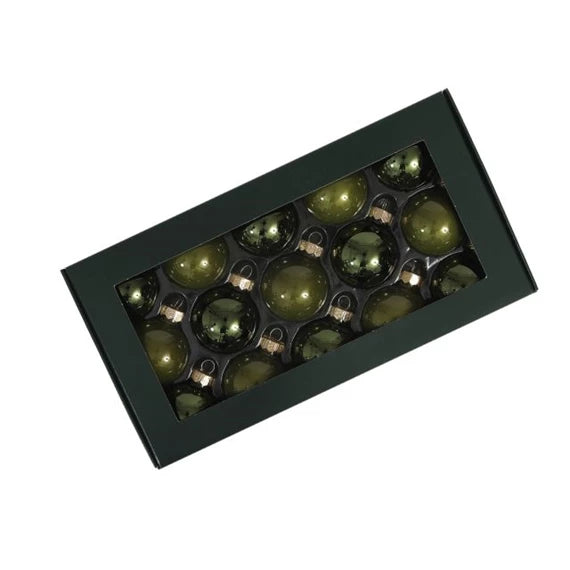 Karácsonyfagömb 4 cm fenyőzöld opál (15 db-os szett) – üveg