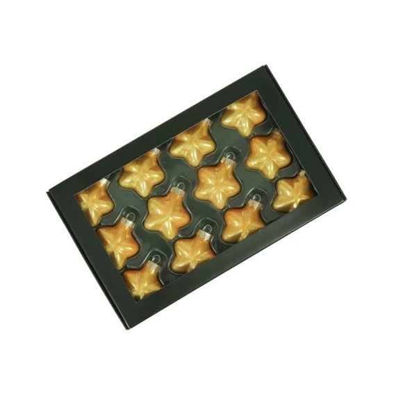 Karácsonyfadísz – csillag 4 cm arany opál (12 db-os szett) – üveg