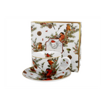 Karácsonyi porcelán csésze aljjal 250 ml dobozban Christmas Birds