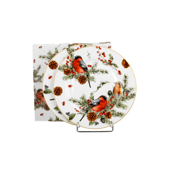 Karácsonyi porcelán desszertes tányér szett 2db-os 19 cm dobozban Christmas Birds