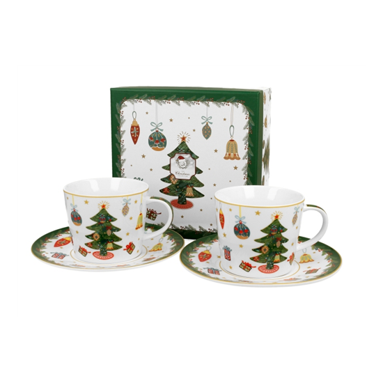 Karácsonyi porcelán csésze aljjal 250 ml 2 személyes dobozban Around Christmas Tree