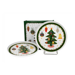 Karácsonyi porcelán desszertes tányér szett 2db-os 13 cm dobozban Around Christmas Tree
