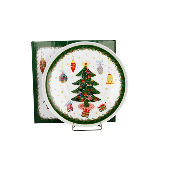 Karácsonyi porcelán lapostányér 25 cm dobozban Around Christmas Tree