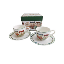 Karácsonyi Porcelán csésze + alj, 90 ml2 személyes, dobozban, Christmas City 2