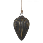 Antikolt fekete üveg nagy vintage karácsonyfadísz Ø 14X20 CM