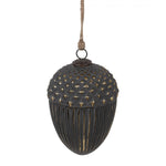 Antikolt fekete üveg vintage makk alakú karácsonyfadísz Ø 15X21 CM