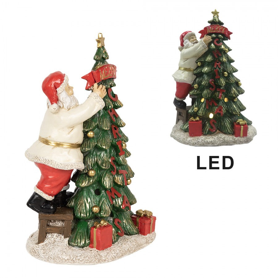 LED-es fenyőfa Mikulással karácsonyi dekoráció