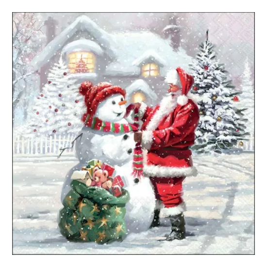 Karácsonyi szalvéta – Santa's warm gift, 33x33 cm, 20 db-os
