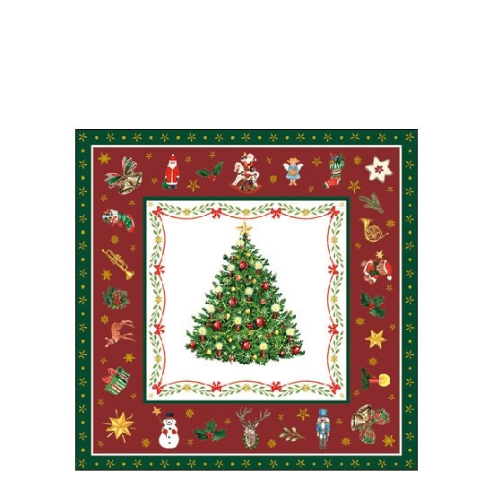 Christmas Evergreen red karácsonyi szalvéta 25x25cm 20 db-os