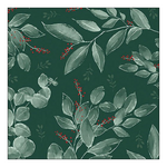 Leaves and berries green karácsonyi szalvéta 33x33cm 20 db-os