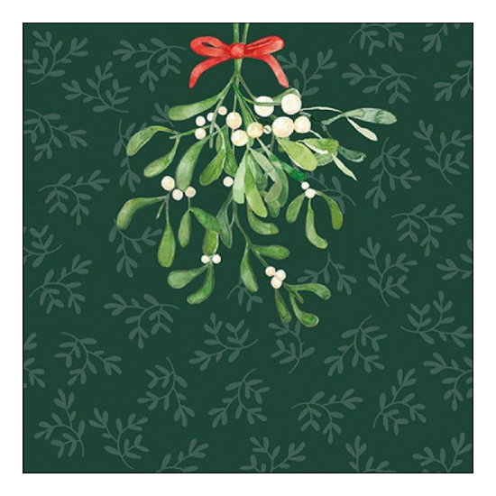 Hanging mistletoe green karácsonyi szalvéta 33x33cm 20 db-os