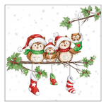 Owl family karácsonyi szalvéta 33x33cm 20 db-os