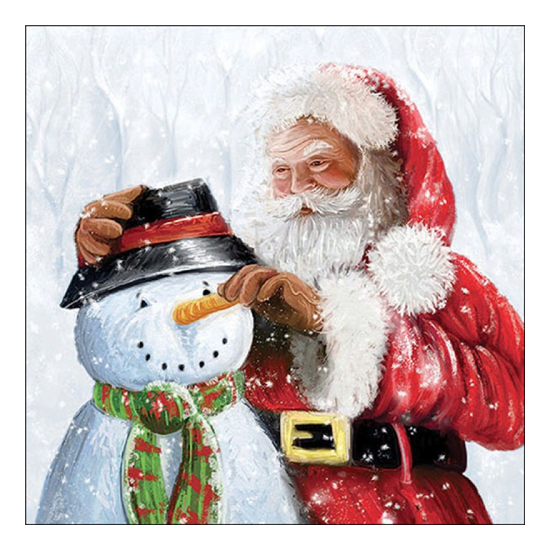 Santa and snowman karácsonyi szalvéta 33x33cm 20 db-os