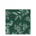 Leaves and berries green karácsonyi szalvéta 25x25cm 20 db-os