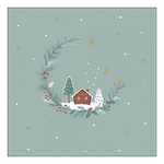 Little wood cabin sage karácsonyi szalvéta 33x33cm 20 db-os