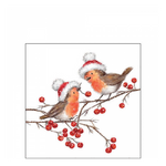 Christmas robins white karácsonyi szalvéta 25x25cm 20 db-os
